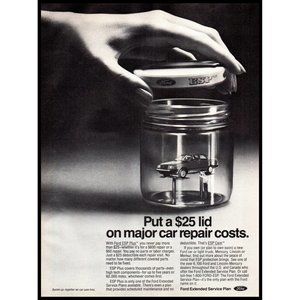 1986 Ford ESP Extended Service Plan Warranty Vintage Print Ad Car in a Jar Photo